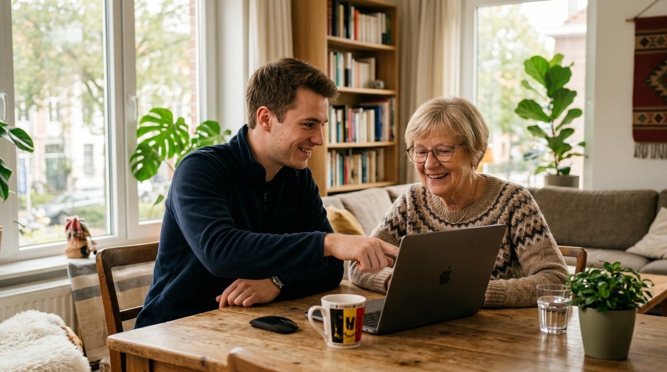 Batiste Vancoillie geeft computerhulp aan huis in Kortemark